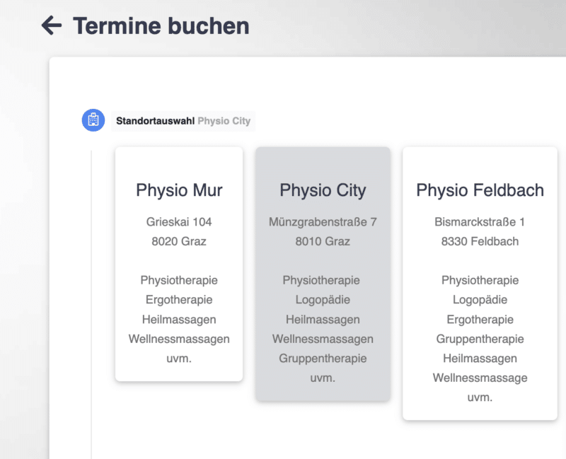 Standort Termin Buchen Physio City