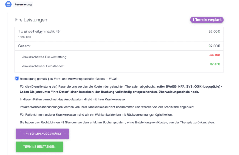 Reservierung Bestätigen Termin Buchen Physio City